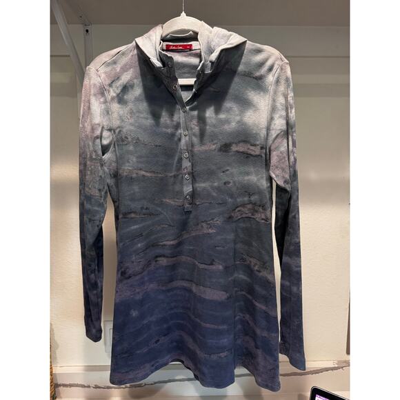 Barbara Lesser Women's Half Button Up Longline Tunic Blouse Size Medium - Picture 1 of 7